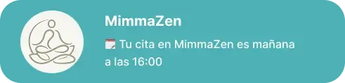 Recordatorio de cita enviado el día anterior