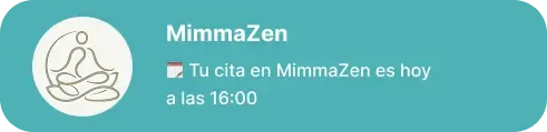 Recordatorio de cita enviado unas horas antes