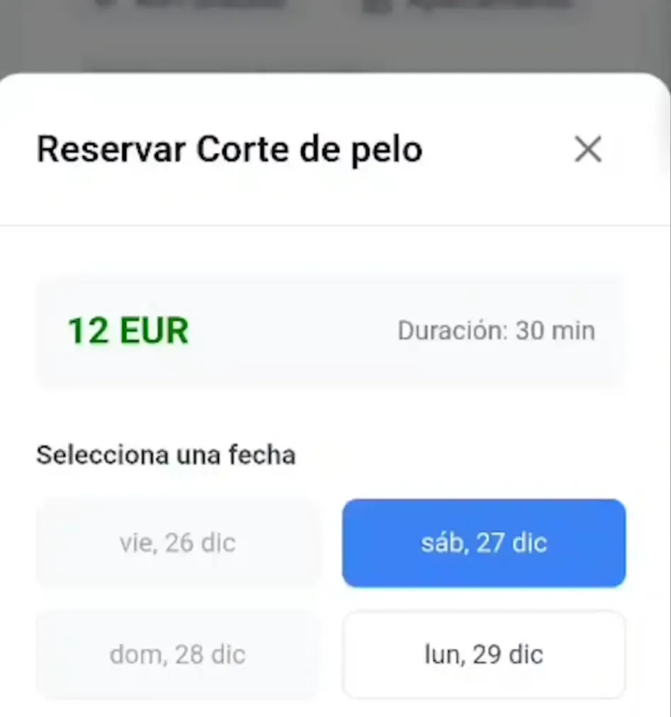 Reserva de cita en la app