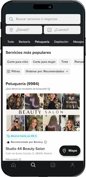 Pantalla principal Booksy