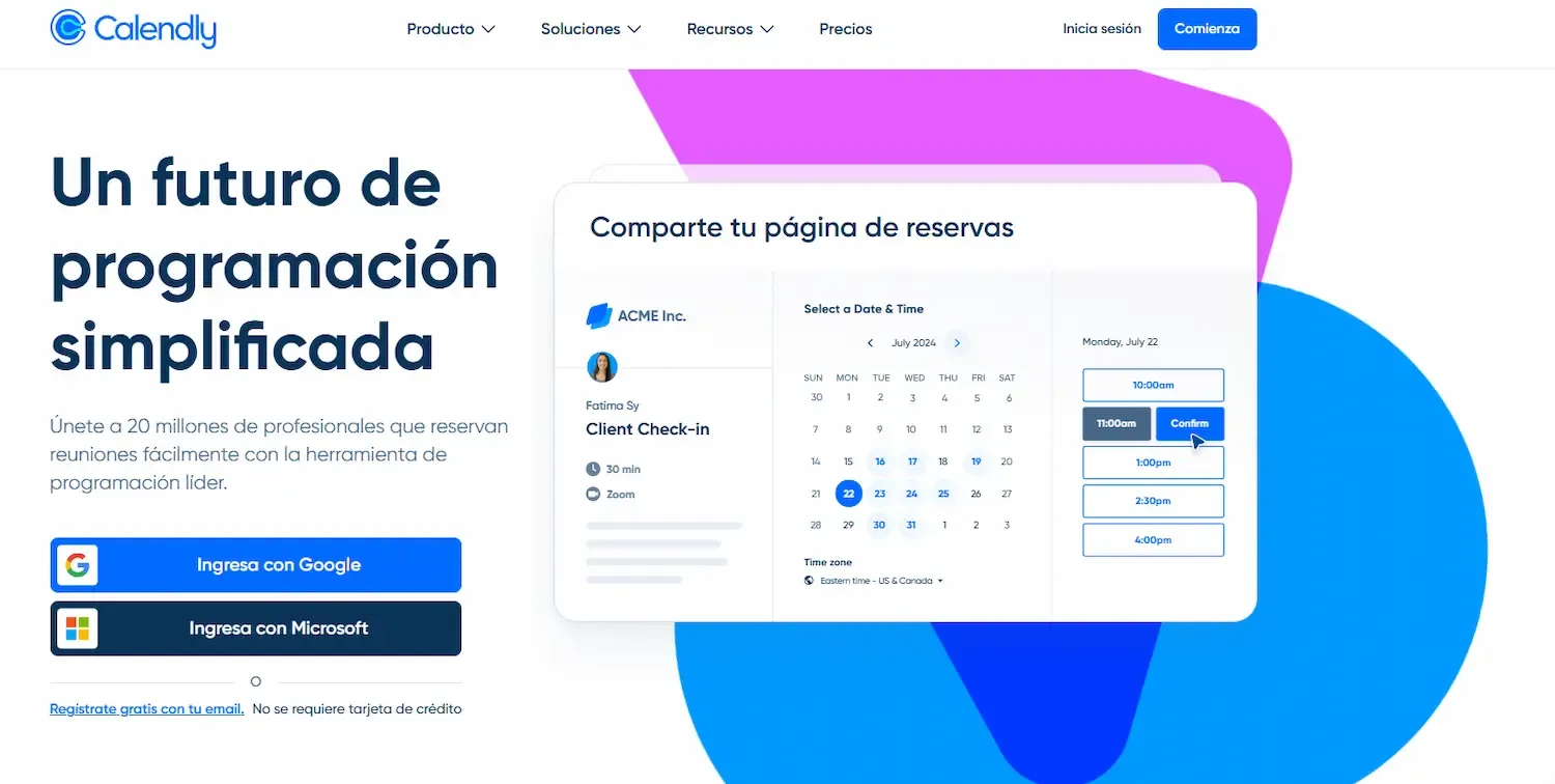 Pantalla principal Calendly