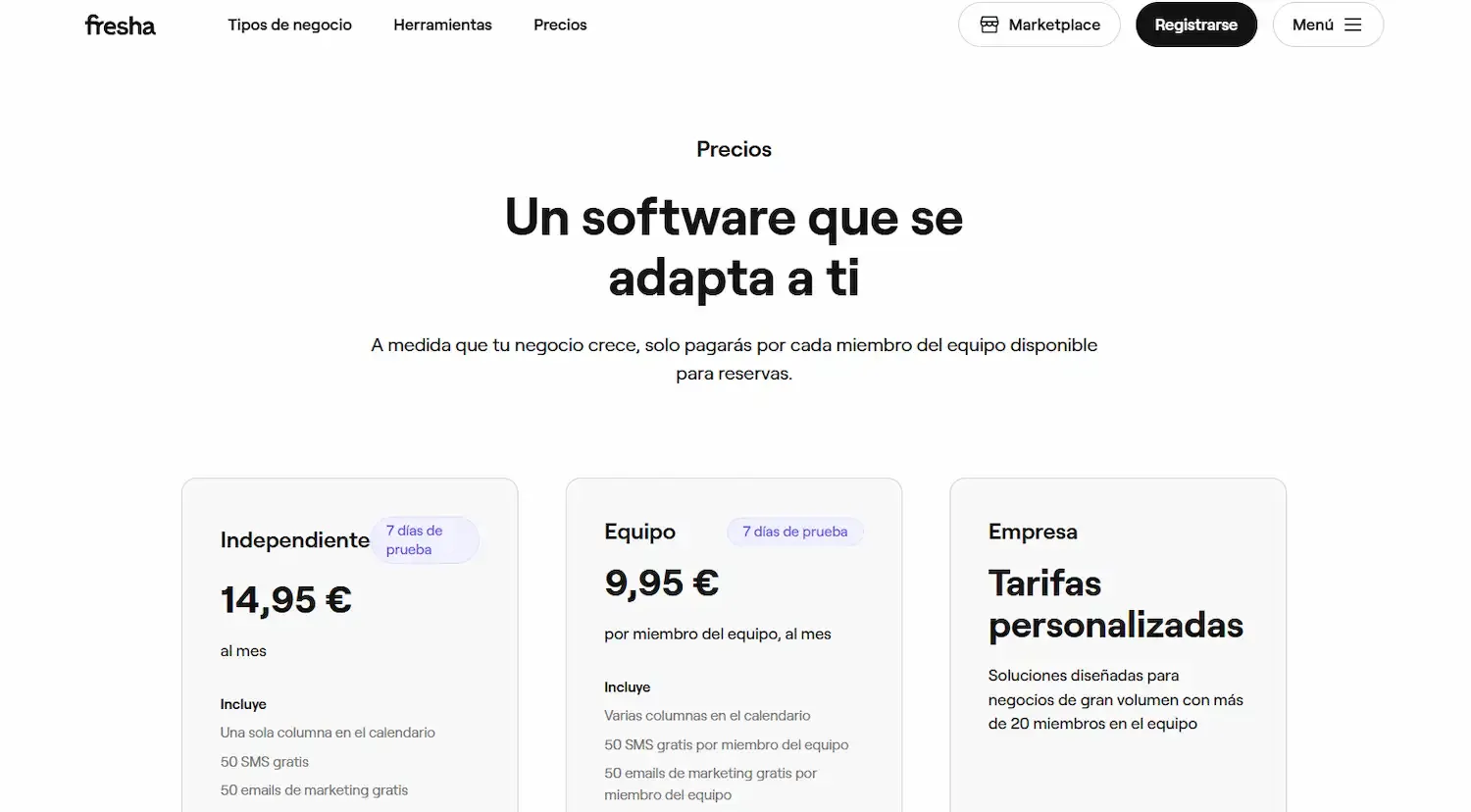 Pantalla principal Fresha