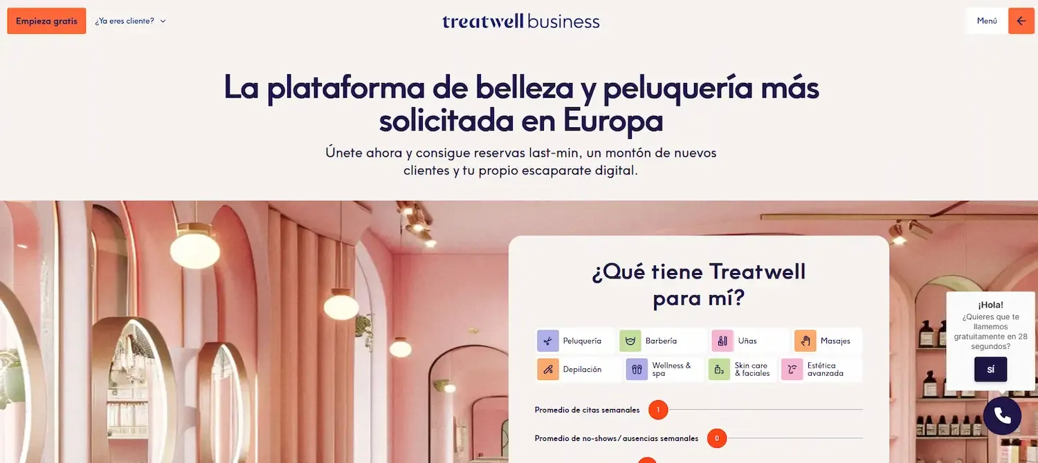 Pantalla principal Treatwell