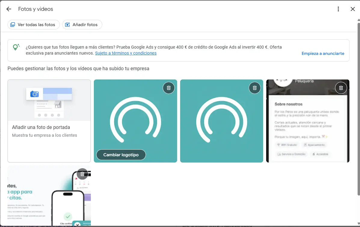 Cambiar logo de Google Business