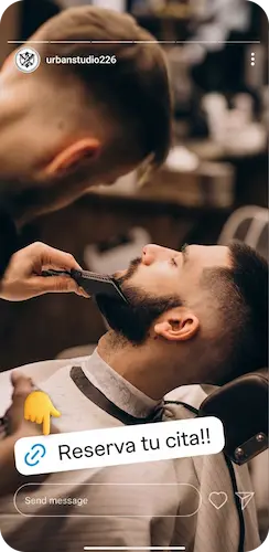 Enlace de reservas online barberia story Instagram