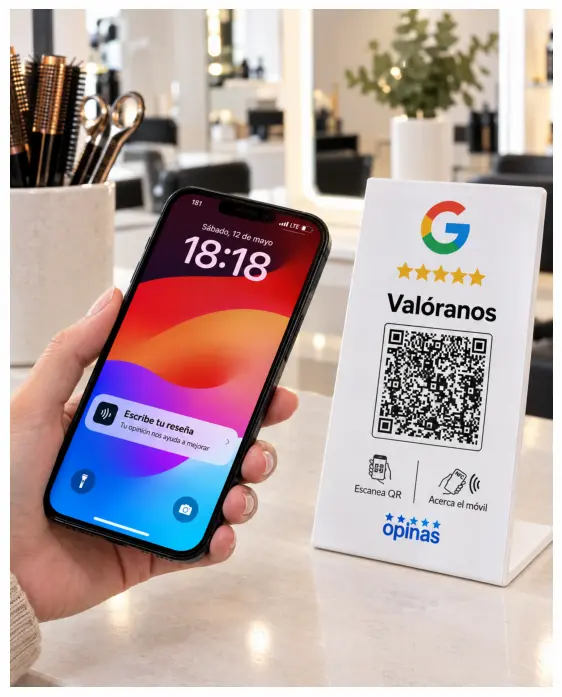 NFC para conseguir reseñas en Google mostrador