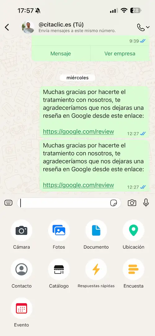 Formas de enviar respuestas rápidas guardadas en WhatsApp Business