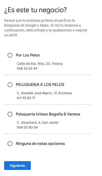 Negocios similares al tuyo en Google Business Profile