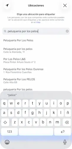 Seleccionar la ubicación en los stickers de stories de instagram