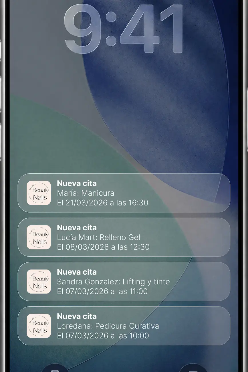App para pedir citas de uñas con notificaciones
