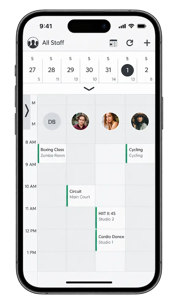 iPhone mostrando la app de Mindbody