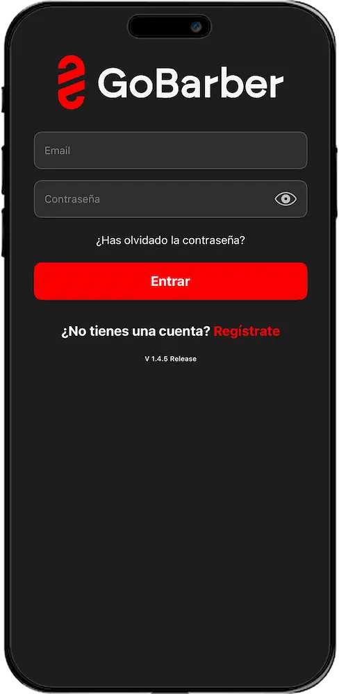Móvil mostrando la app de GoBarber