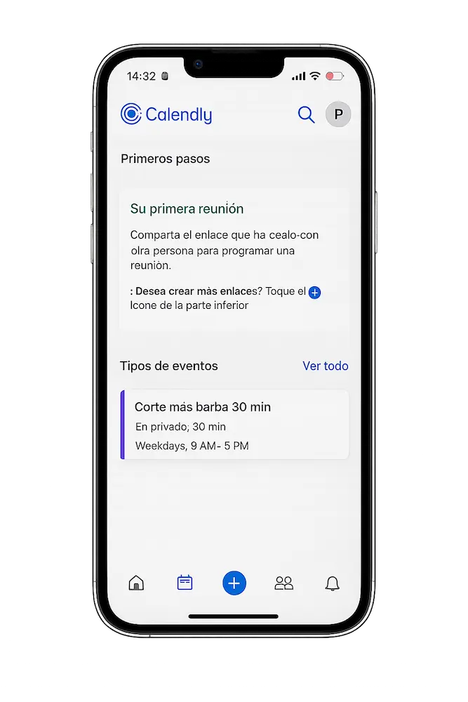 Pantalla principal de Calendly