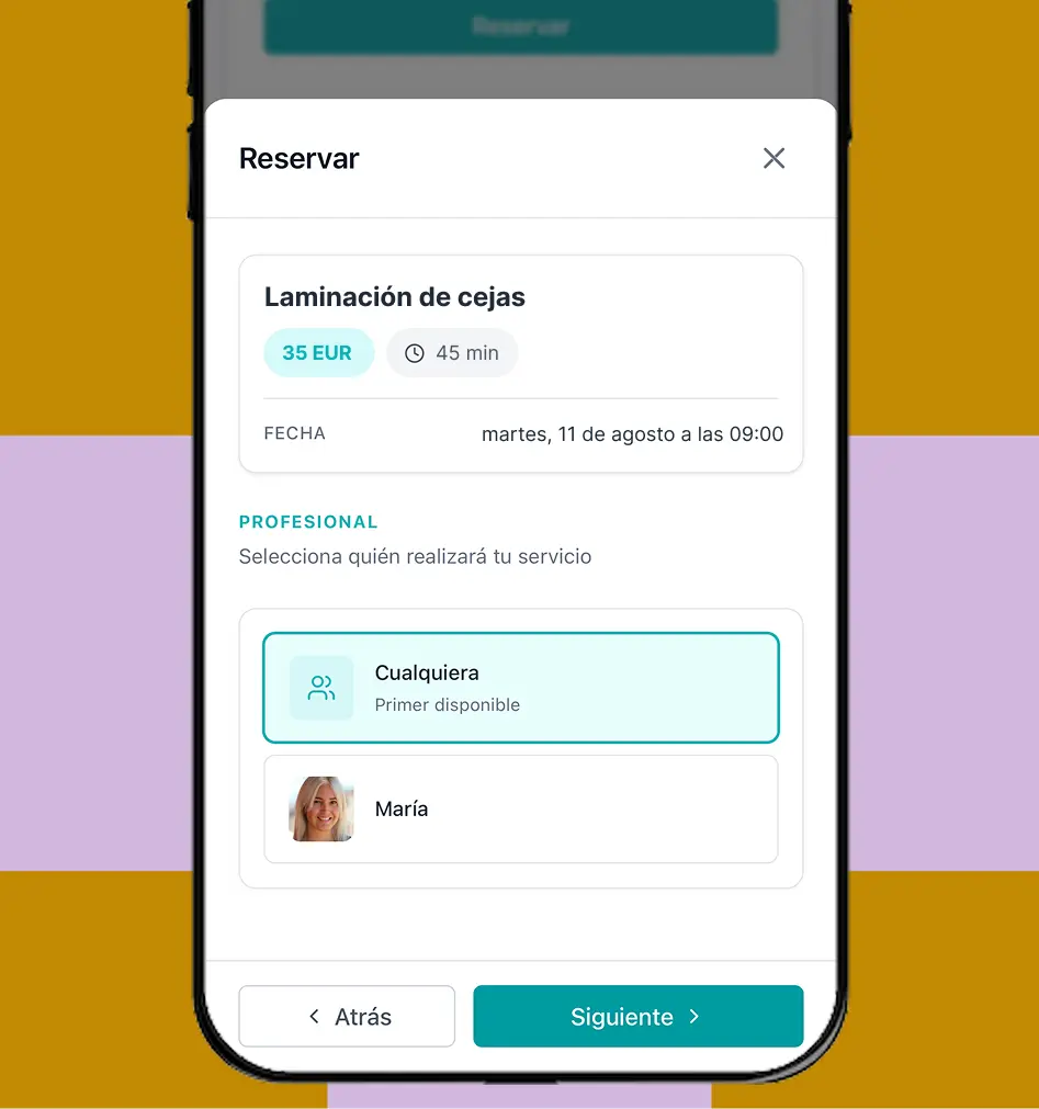 Sistema de reservas online para equipos salon de cejas y pestañas